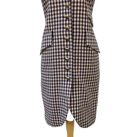 Anna Sui Shift Dress Sm Wool Purple Black Checkered Sleeveless Preppy Academia - Picture 3 of 16